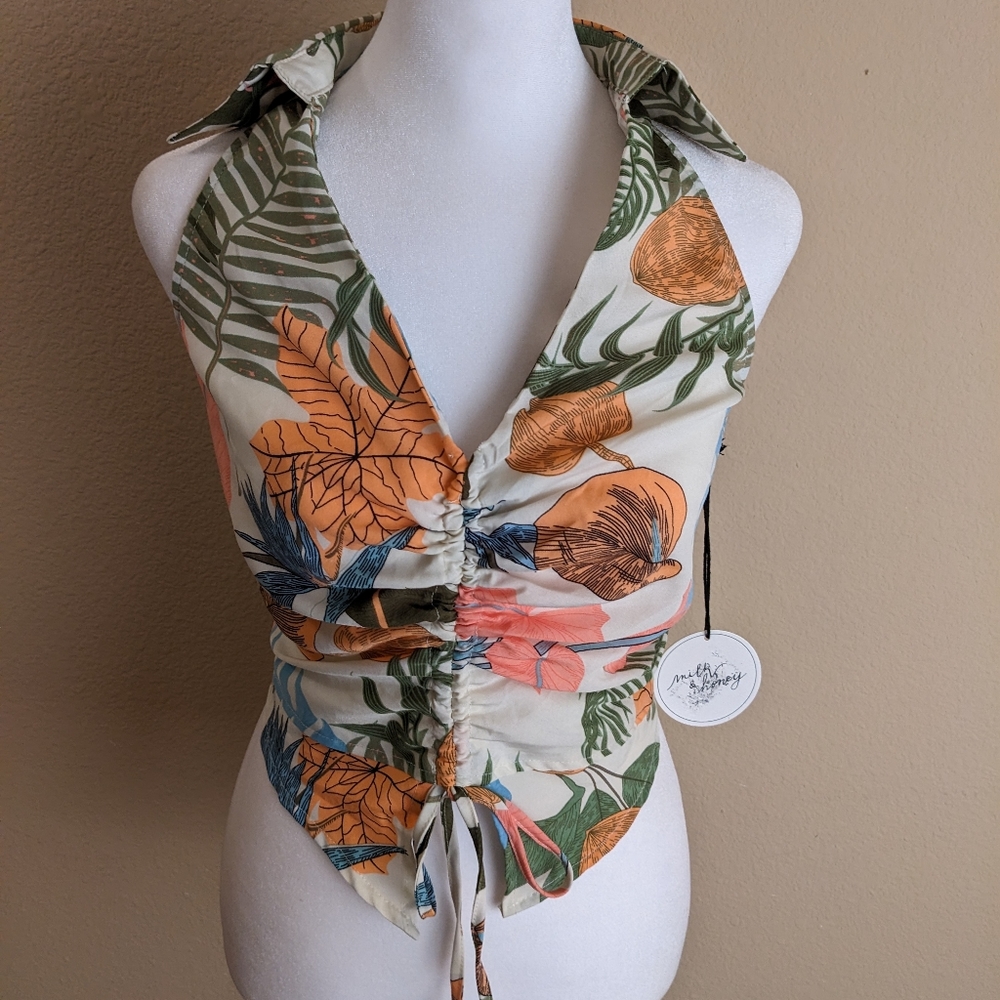 NEW Milk & Honey floral crop top, size S